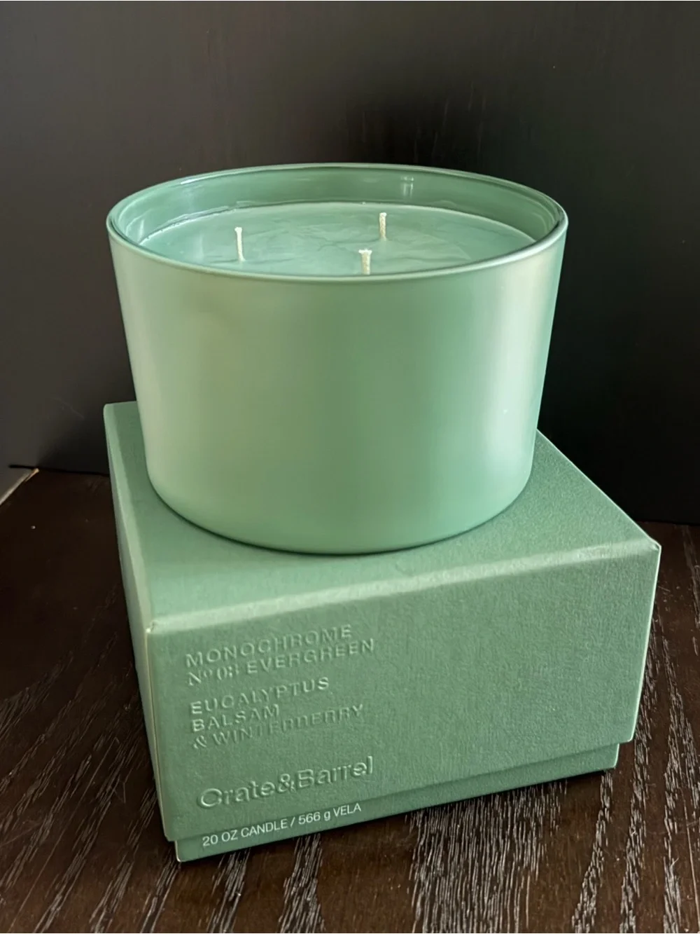 Crate&Barrel Monochrome No.03 Evergreen 3-wick Candle